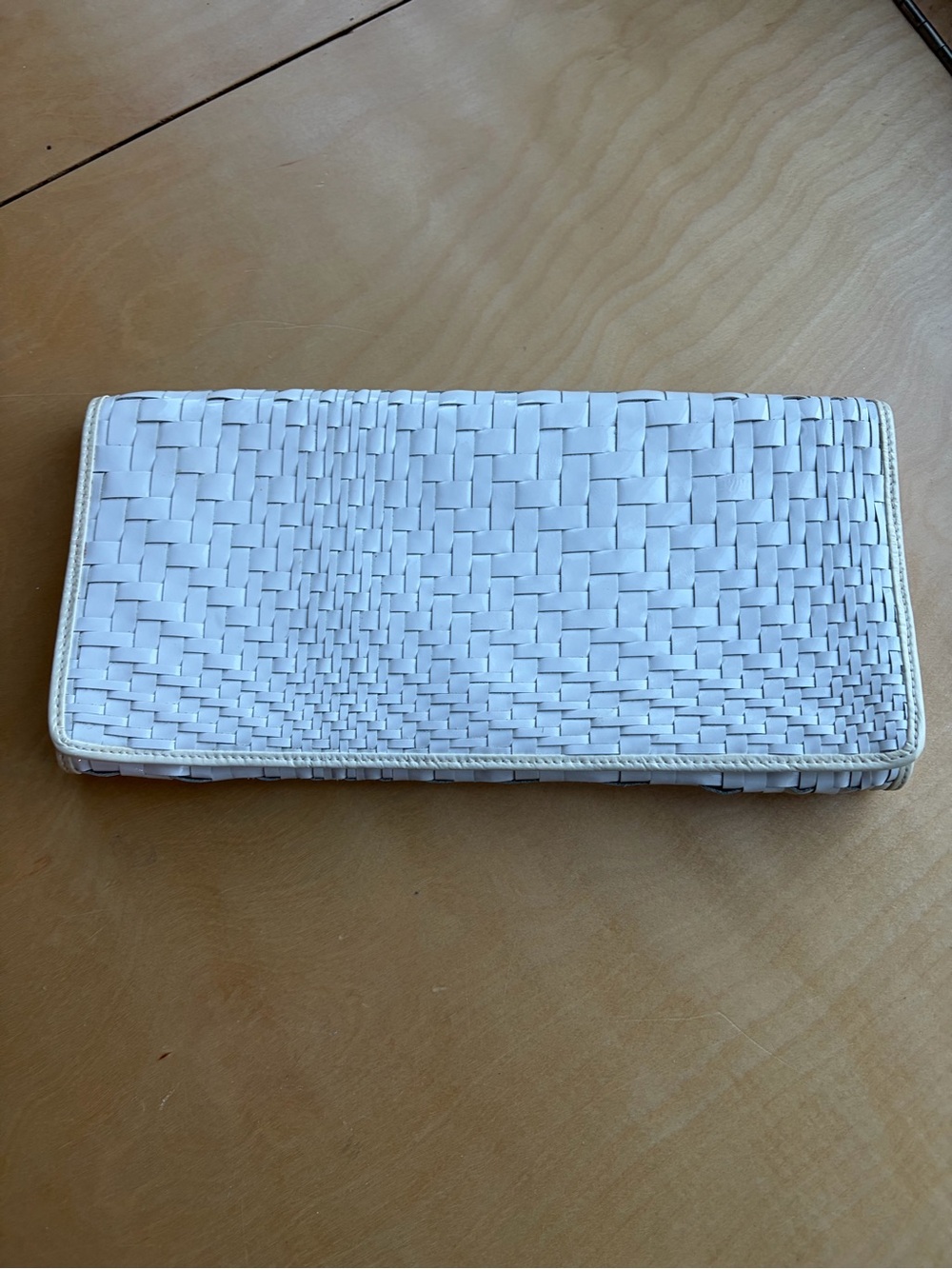 Cole Haan White Woven Leather Clutch